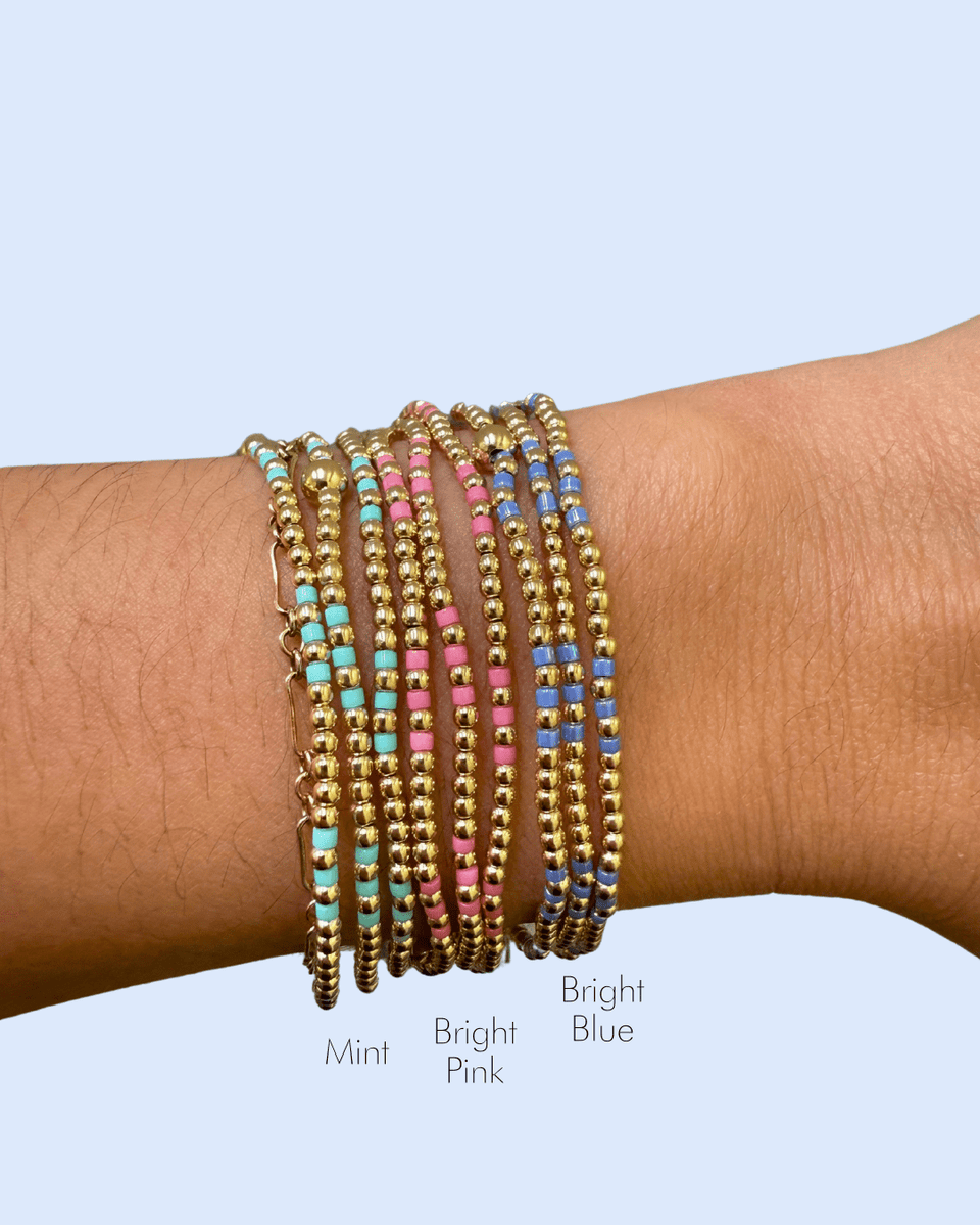 FUCHSIA HOPE JOY PATTERN 2MM BEAD BRACELET