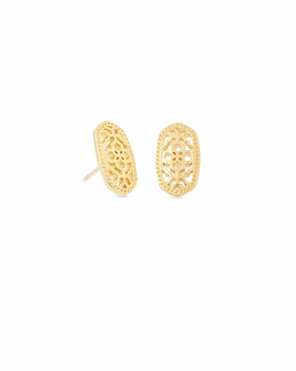 Grayson Rose Gold Stud Earrings in White Crystal