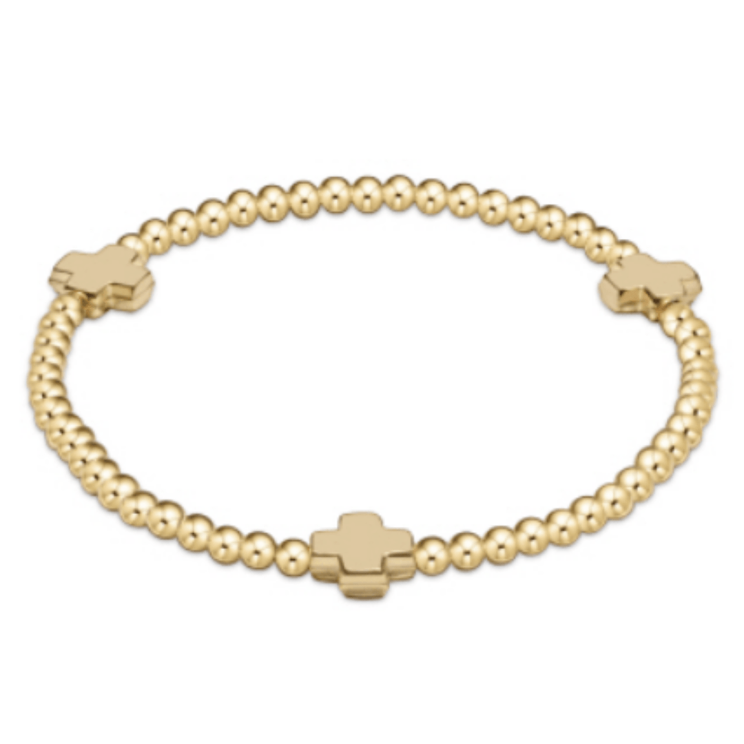 Enewton - Signature Cross Gold Pattern 3mm Bead Bracelet - Gold ...