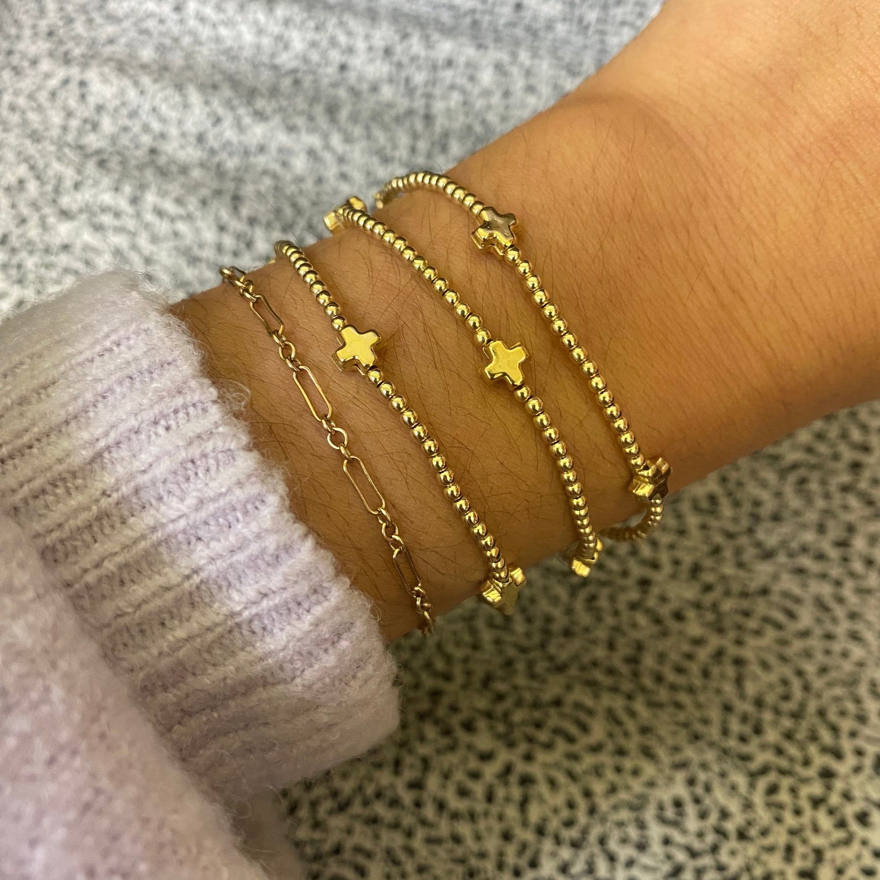 Enewton - Small Signature Cross Gold Pattern 2mm Bead Bracelet – Carolina Girls