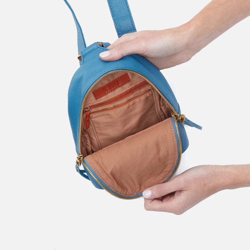 Hobo Fern Sling - Dusty Blue in Pebbled Leather – Carolina Girls display picture 1