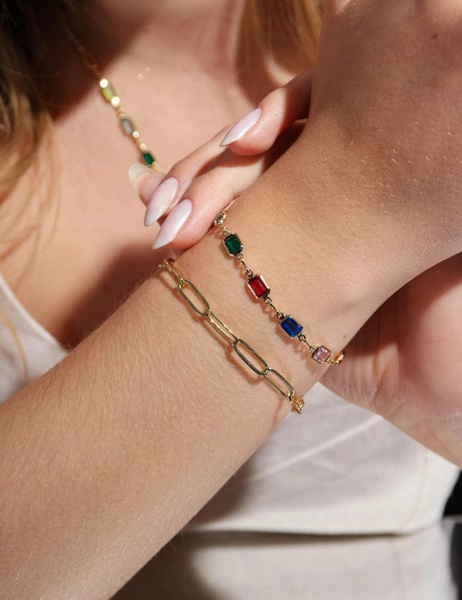 Gold Filled Multi Color Stone Bracelet 7 Carolina Girls