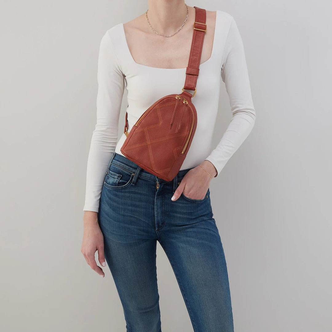 Hobo Fern Sling - Rust in Pebbled Leather – Carolina Girls display picture 1