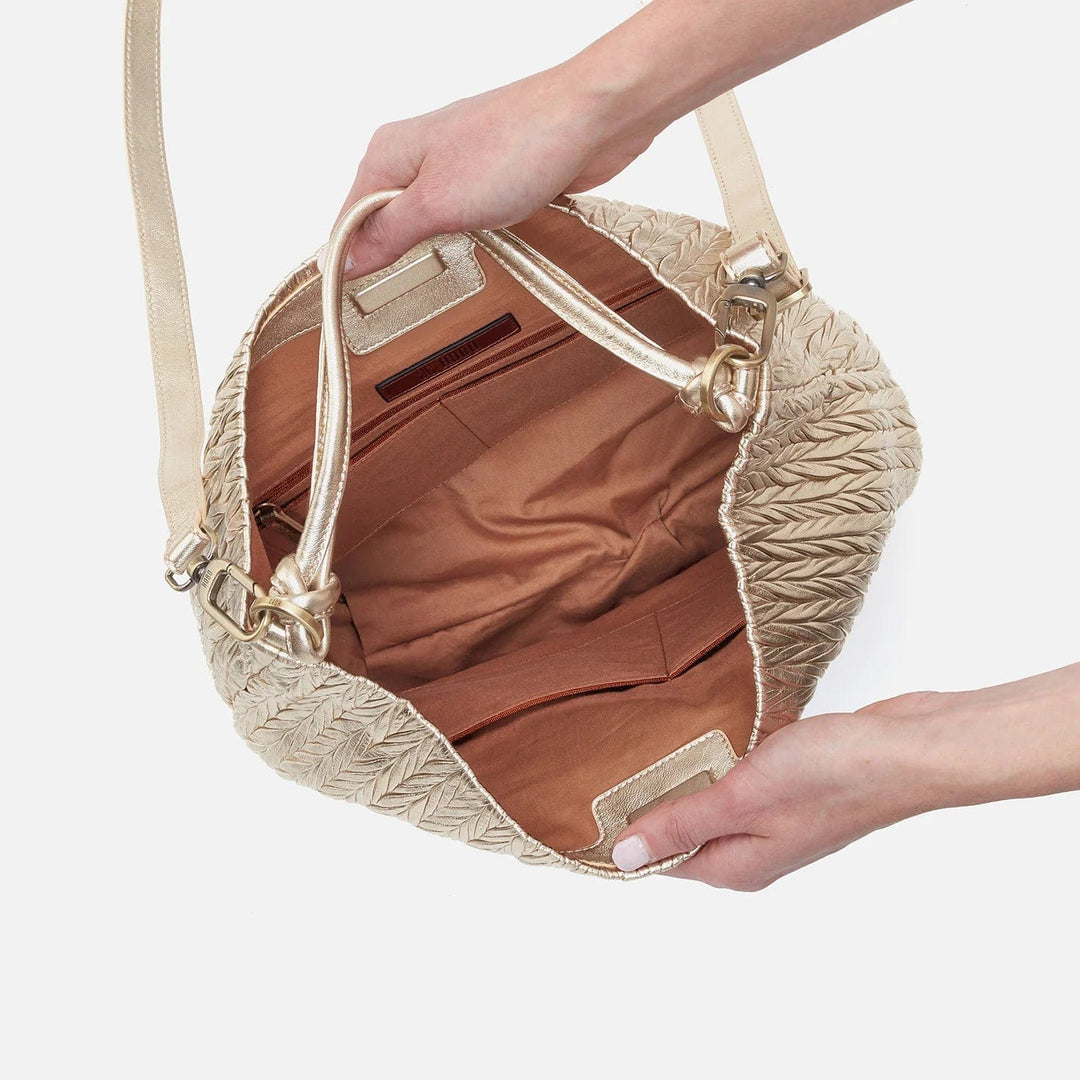 Hobo Lindley Shoulder Bag - Gold in Soft Pleated Leather