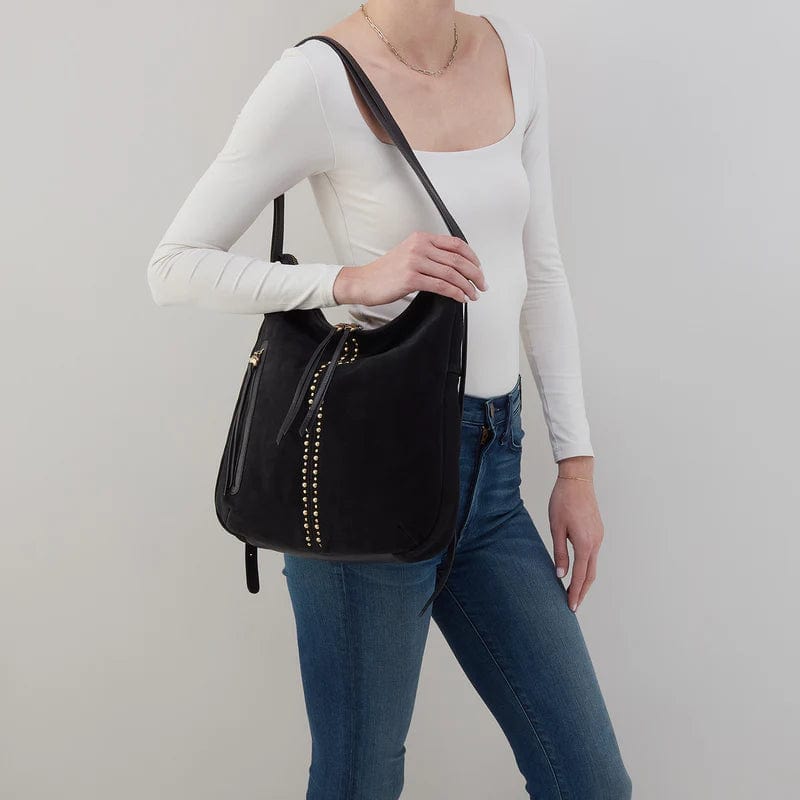 convertible leather hobo backpack purse HOBO Merrin Convertible Backpack / Shoulder Bag Suede Black