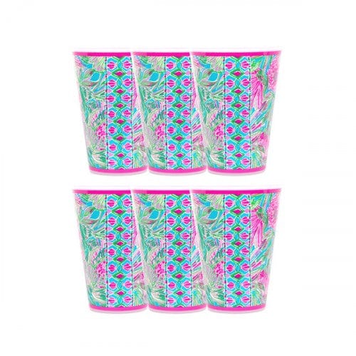 Lilly Pulitzer Pink Set Of 6 Totally Blossom Pool Cups