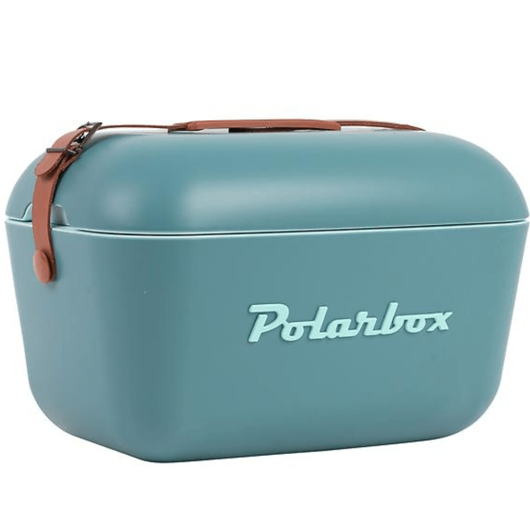 Polarbox Vintage Inspired Cooler - Teal with Brown Leather Strap 21 Qt ...