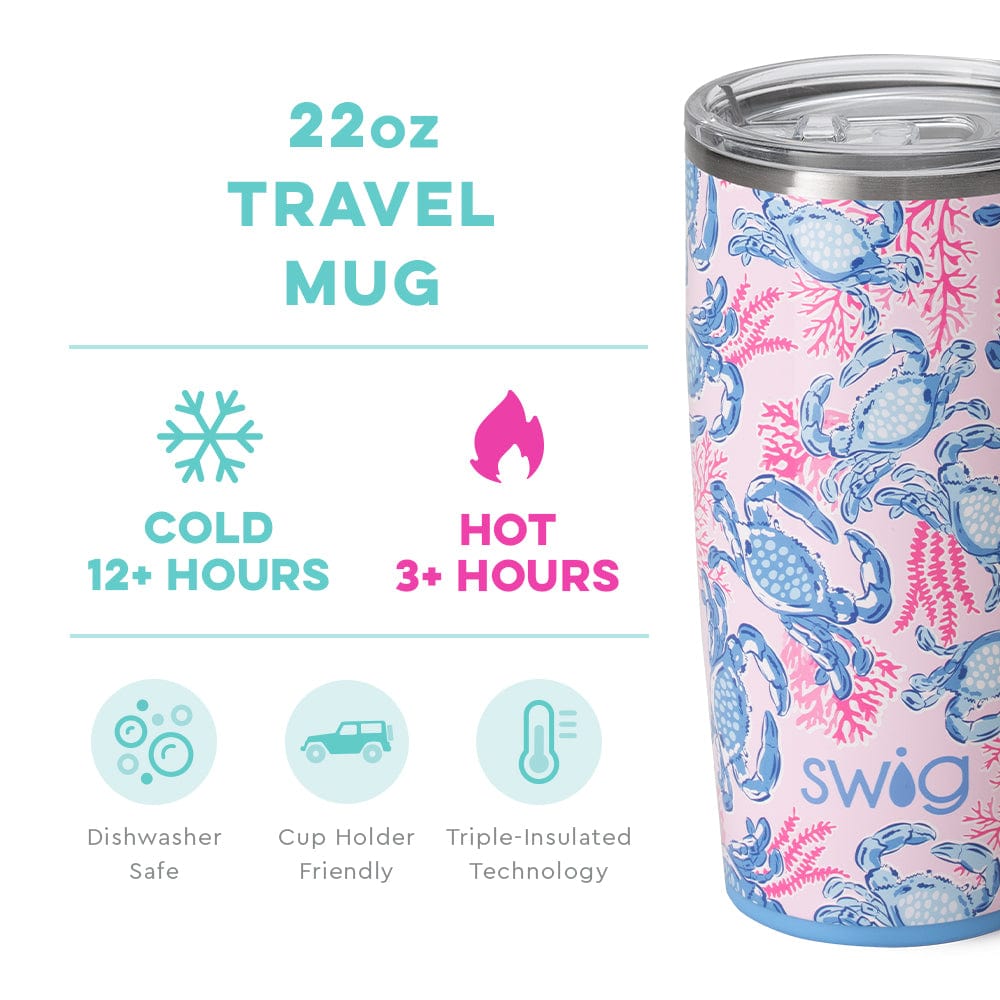 Swig Life 22oz Insulated Tumbler, Travel Coffee Tumbler with Lid, Cup Holder Friendly Travel Coffee Mug, Stainless Steel (Get Crackin)