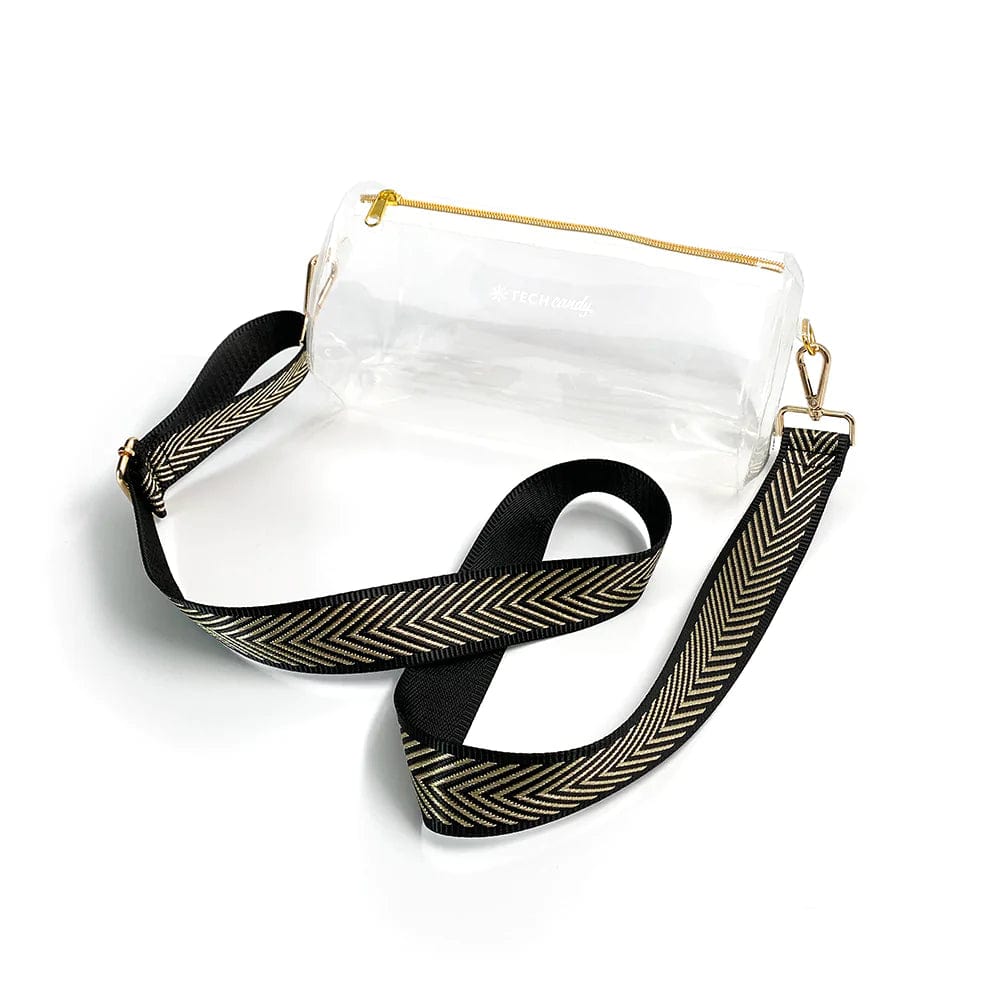 Clear Stadium Sling Bag with Woven Guitar Strap - Charlotte's Web  Monogramming & Gifts